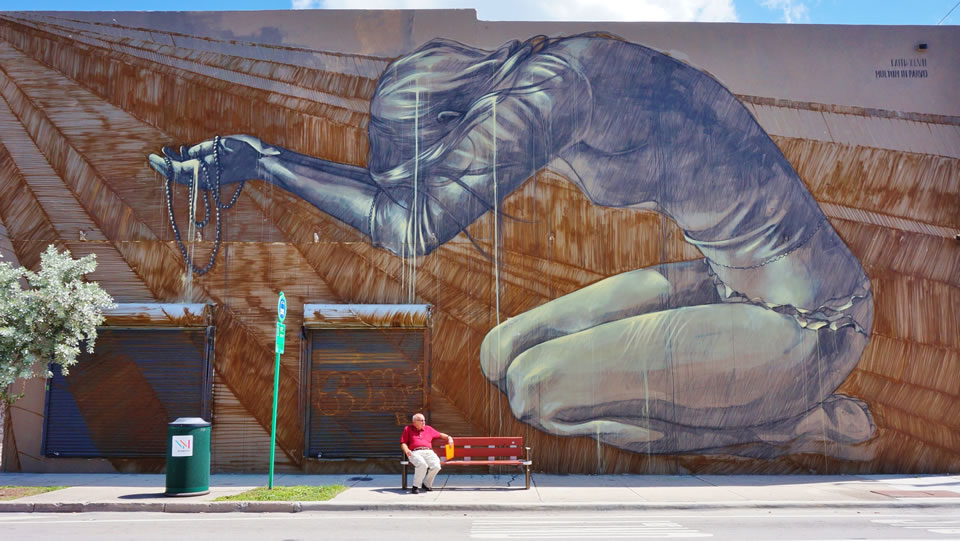 The Wynwood Walls, on Northwest Second Avenue between 25th and 26th streets, feature murals by famed street artists. 